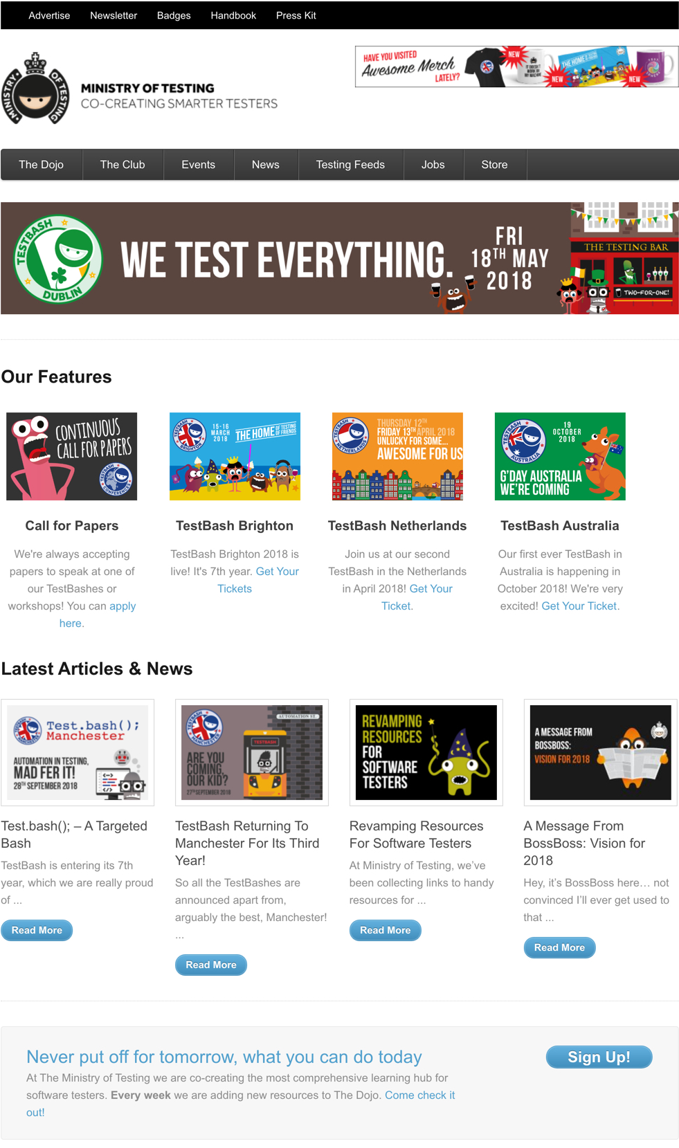 Previous version of MoT website